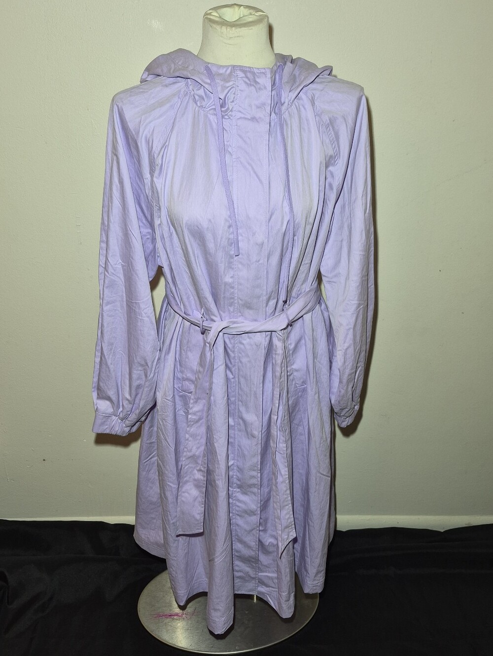 M) Fabletics Lilac Lotus Full Zip Hooded Trench Coat